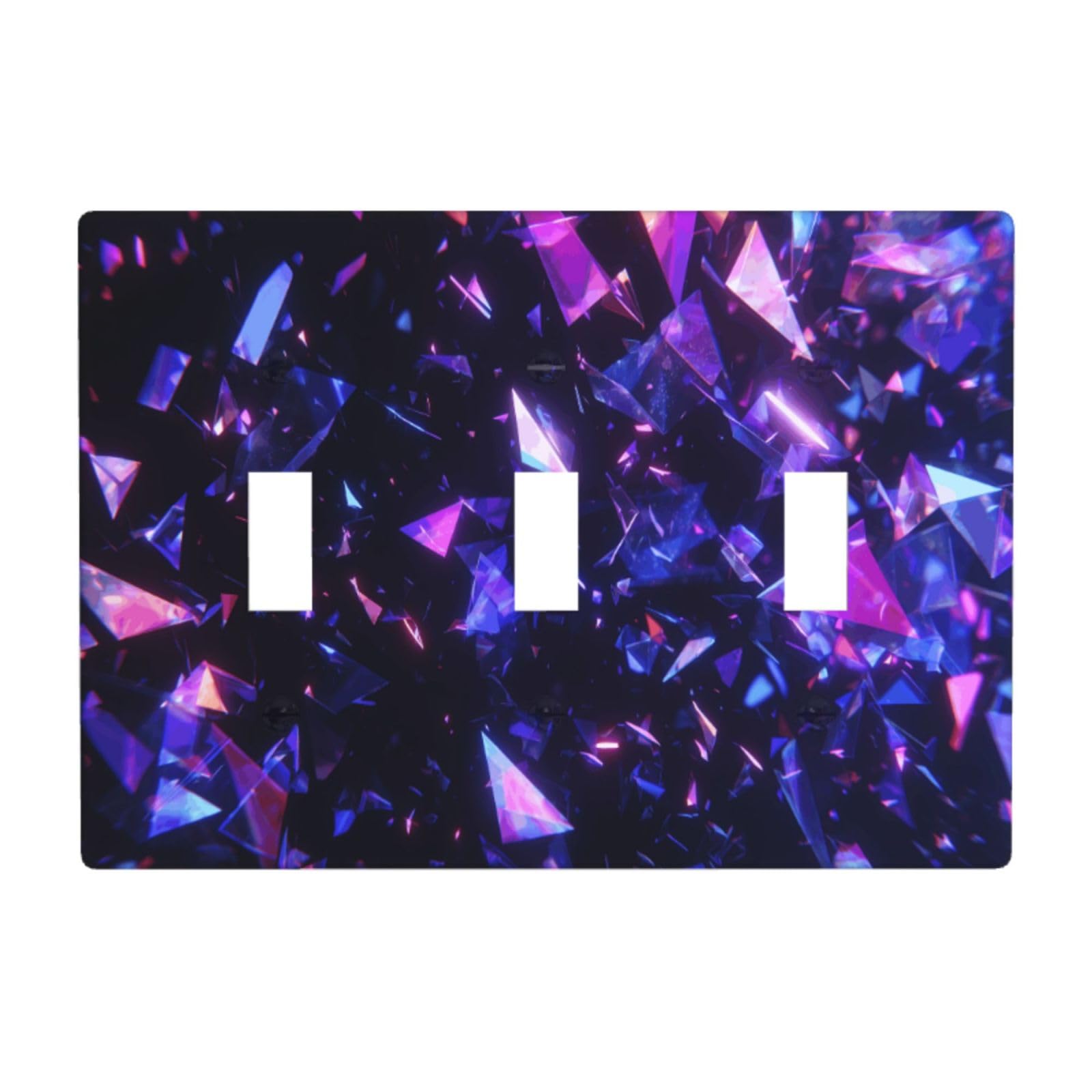 Fragmented Neon Shards Floating in Darkness Light Switch Covers 3 Gang Triple Toggle Wall Plate Switchplate Electrical Faceplate for Bathroom Kitchen Bedroom Decor