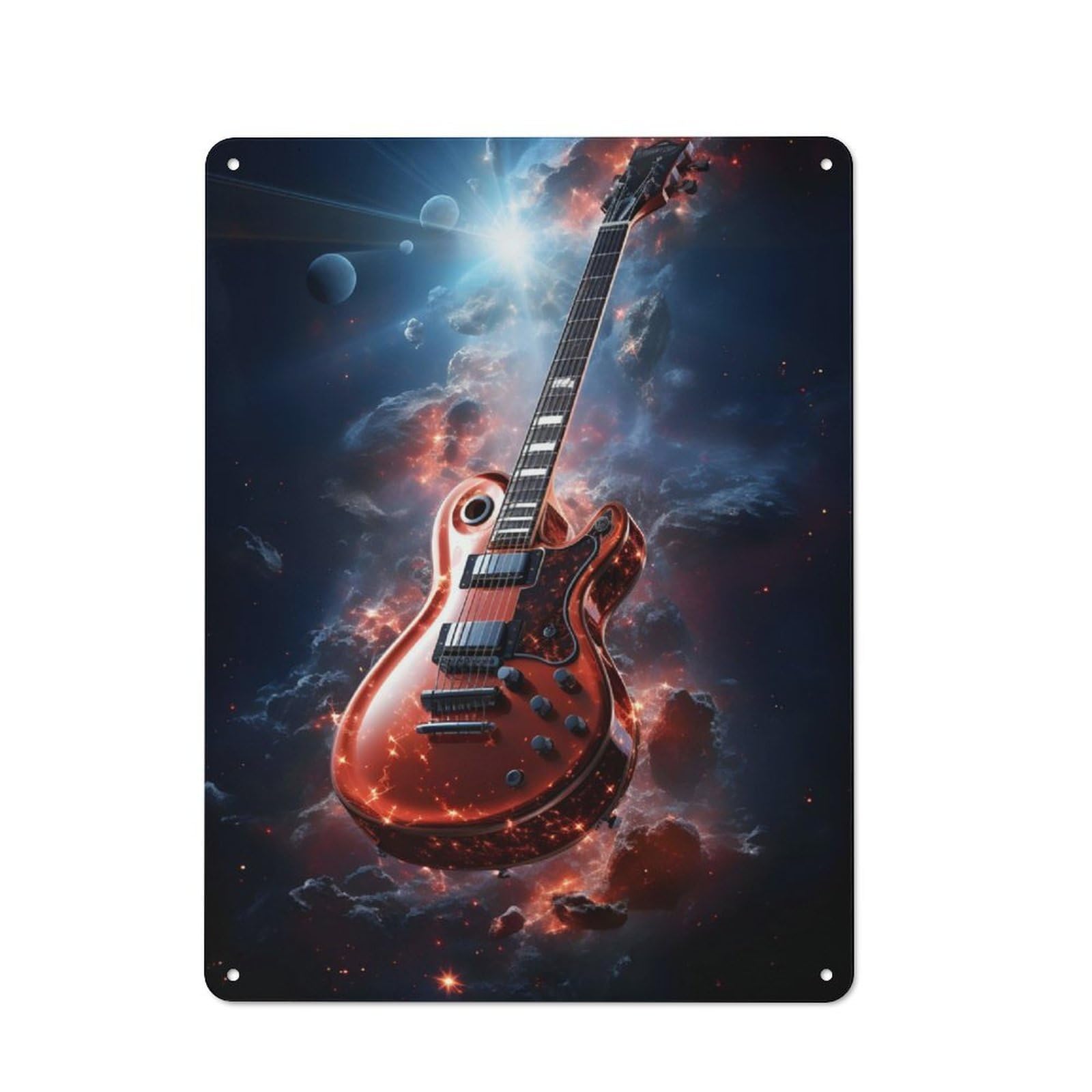 Junmoney Guitar In Space Vintage Printed Metal Sign 40X30cm For Workshop Wall, A Decorative Gift For A Newly Furnished Workshop