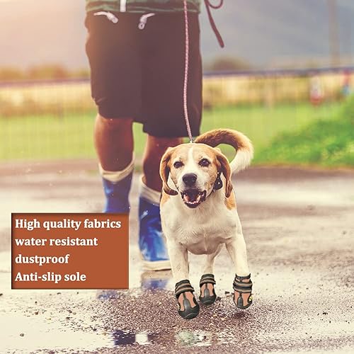 Miniatura 6 de CovertSafe& - Botas para perros antideslizantes, botines impermeables para exteriores, zapatos para perros medianos y grandes 4 unidades, con suela