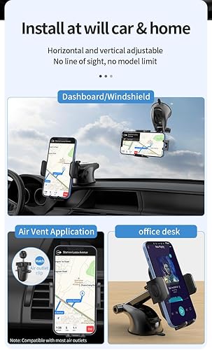 Miniatura 5 de Soporte de teléfono de automóvil para salpicadero, ventilación de parabrisas, universal, manos libres, ventosa, soporte para teléfono celular para