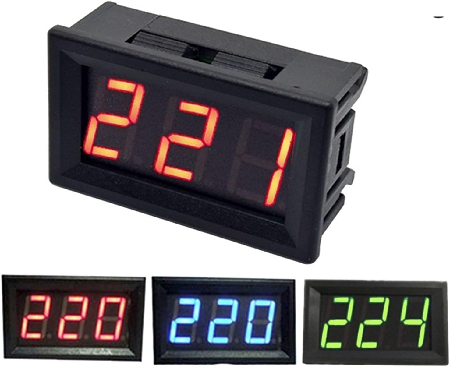 YANHAO AC 30-500V 0-600V AC Digital Voltmeter DC 3.5-30V DC 0-100V Red Green Blue LED Display Voltage Meter Tester Detector 1Pcs (Color : DC 2.3-30V(New), Size : Green LED)