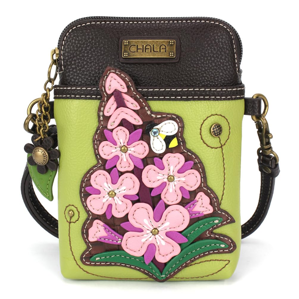 CHALA Plant Life Collection Cell Phone Crossbody Purse-Women PU Leather Canvas Multicolor Handbag with Adjustable Strap - Fireweed