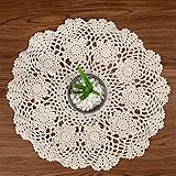 Eiyye 4-Pieces 15.7inch Round Doilies Handmade Crochet Cotton Lace Table Place mat Coaster Kitchen...