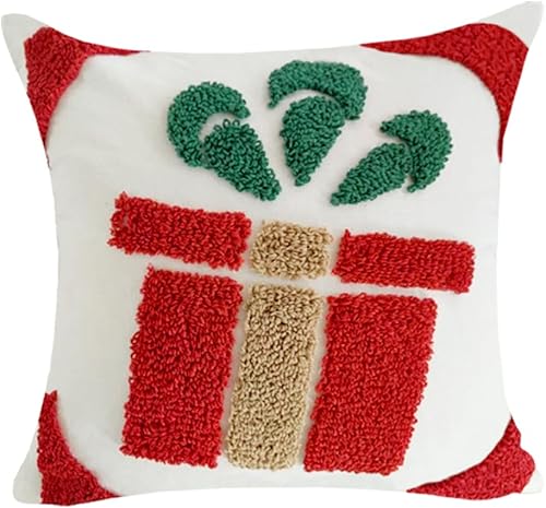 Miniatura 5 de NIDITW Juego de 2 fundas de almohada decorativas de Navidad de 18 x 18 pulgadas, fundas de cojín cuadradas bordadas de algodón y lino jacquard,