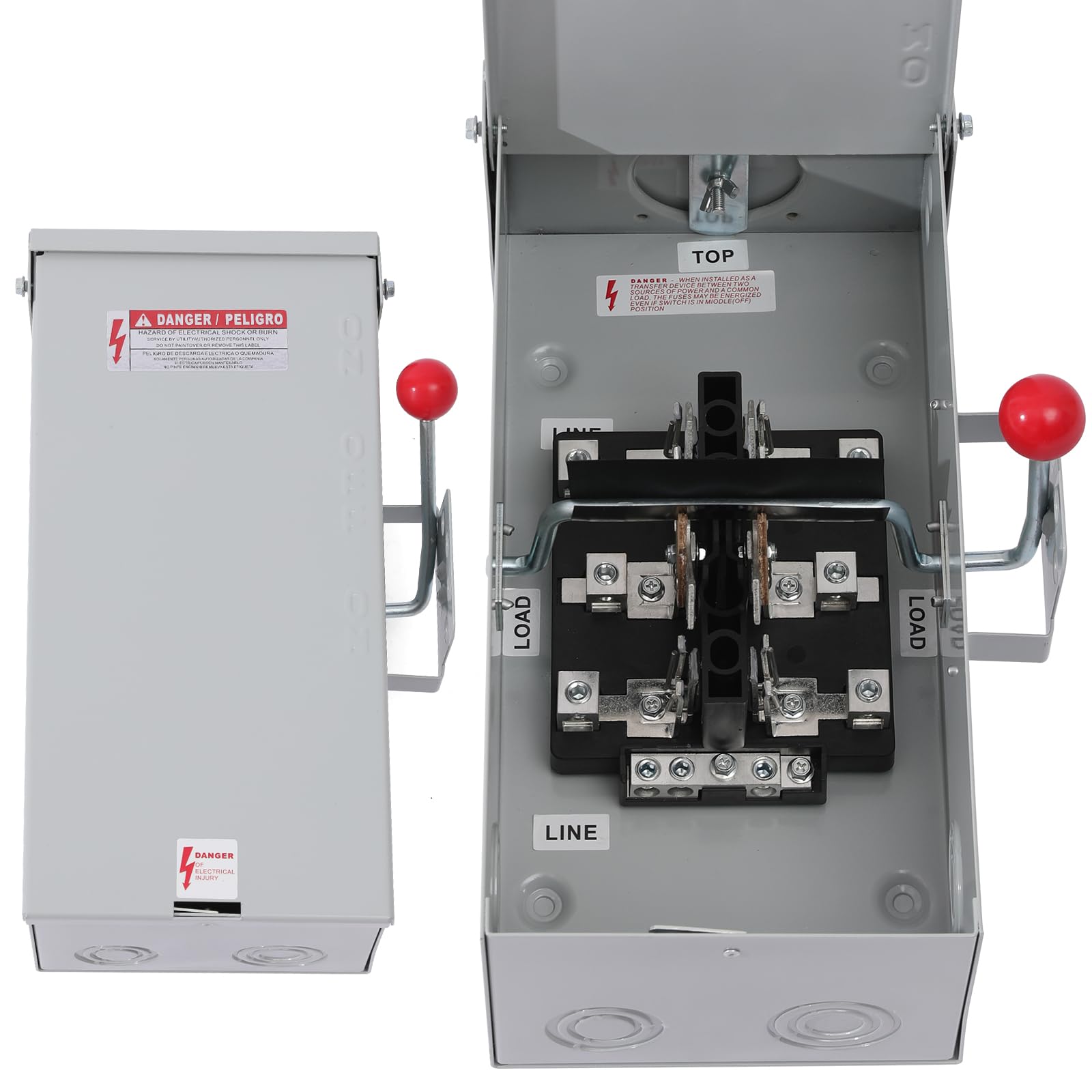 100A/110V Automatic Transfer Switch – 3P Dual Power Switch With Enclosure, Auto/Manual Mode For Generator Backup Power