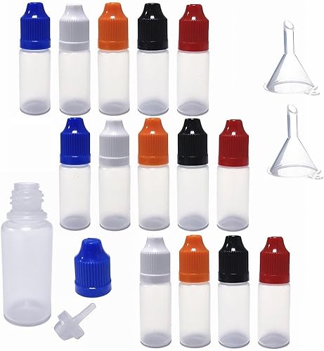 JOYWEE Paquete de 15 unidades de 03 onzas líquidas embudo de botella de polietileno LDPE con punta fina