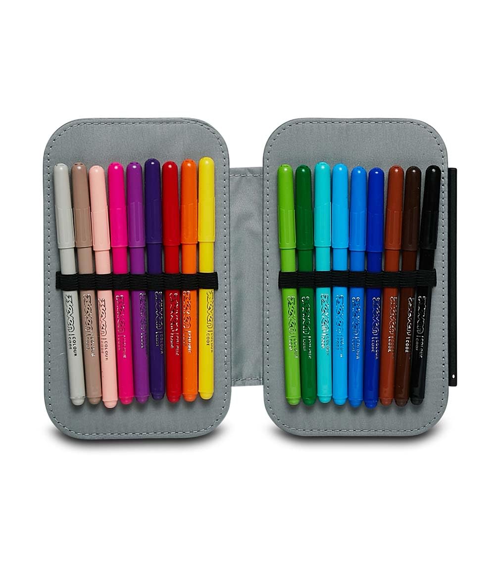 Seven Federmäppchen, Mäppchen, Mehrfarbig, Federtasche für Schreibwaren, gefülltes Etui mit Stiften, Kugelschreiber & mehr, aufklappbar, Mädchen & Jungen, Schule&Grundschule, XXL