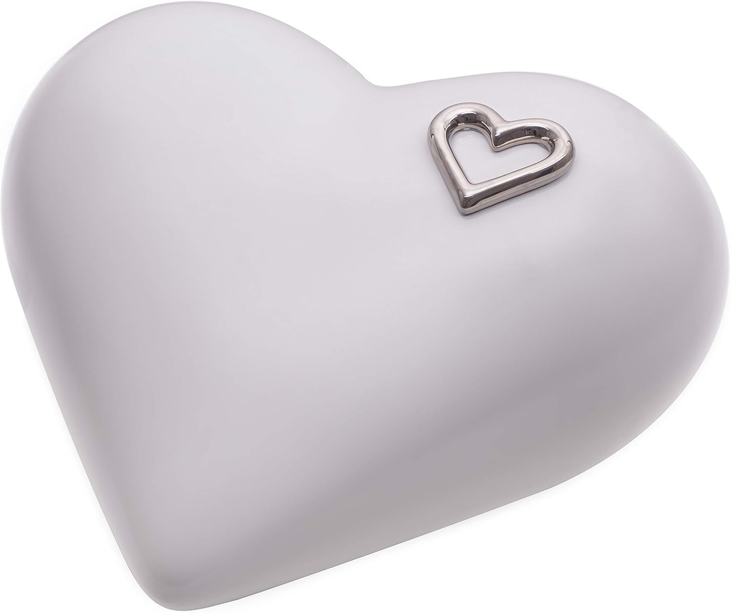 Elegant Heart Shaped Ceramic Cremation urn for Ashes.Unique Memorial Adult Funeral Urn (Gray)