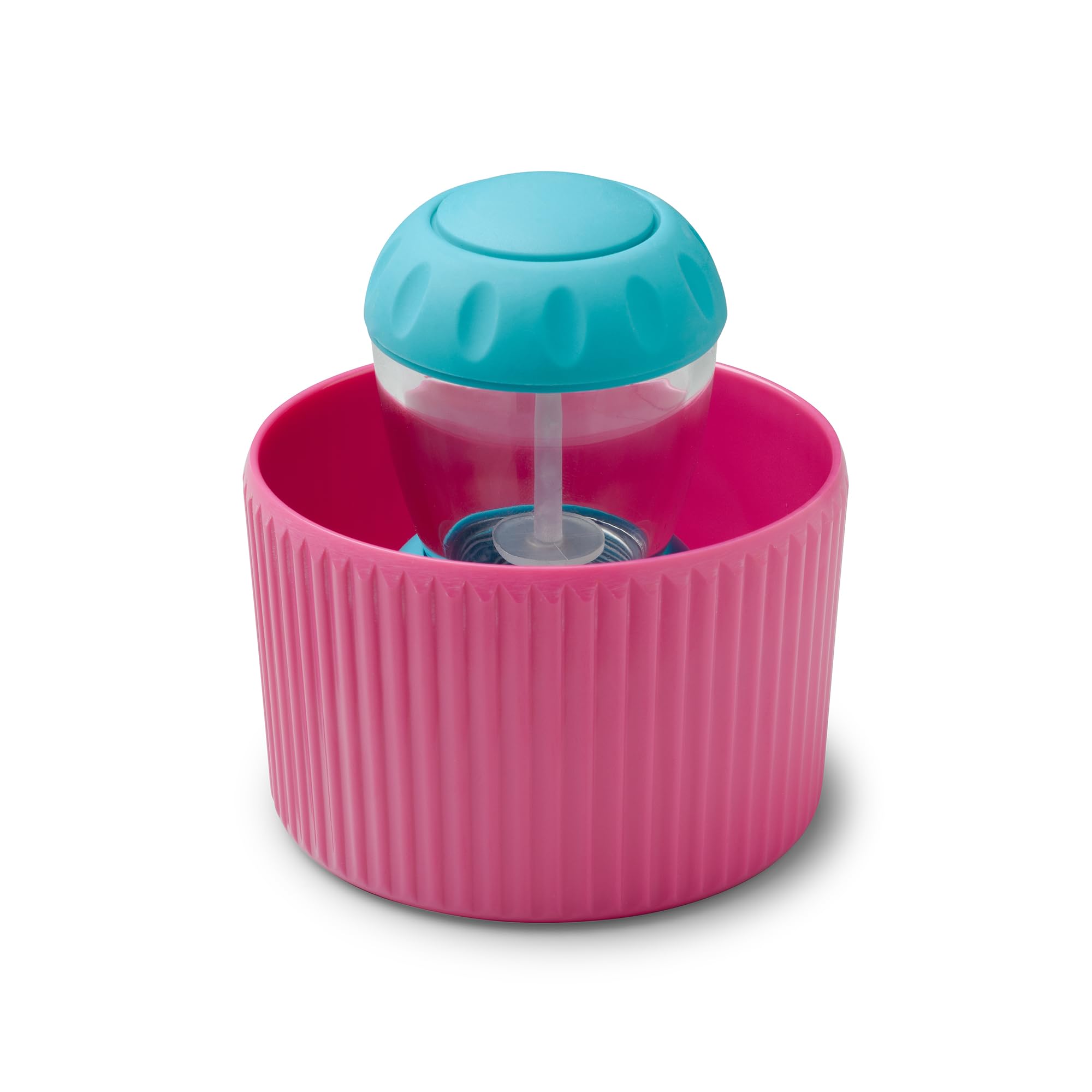 Zeal Soap Dispensing Dish Brush – Palm Washing Up Kitchen Brush with Melamine Pot Holder & Sink Organiser (Neon Pink)