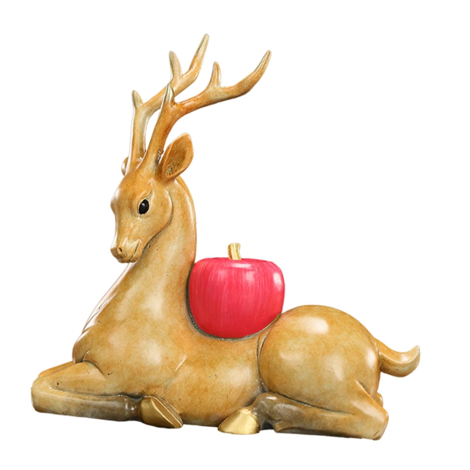 Escultura de Reno Figura de Ciervo Animal Decorativo en Cobre Sólido para Decoración en Sala de Estar Dormitorio Oficina Mesa Entrada Regalo 13.8cmx5.
