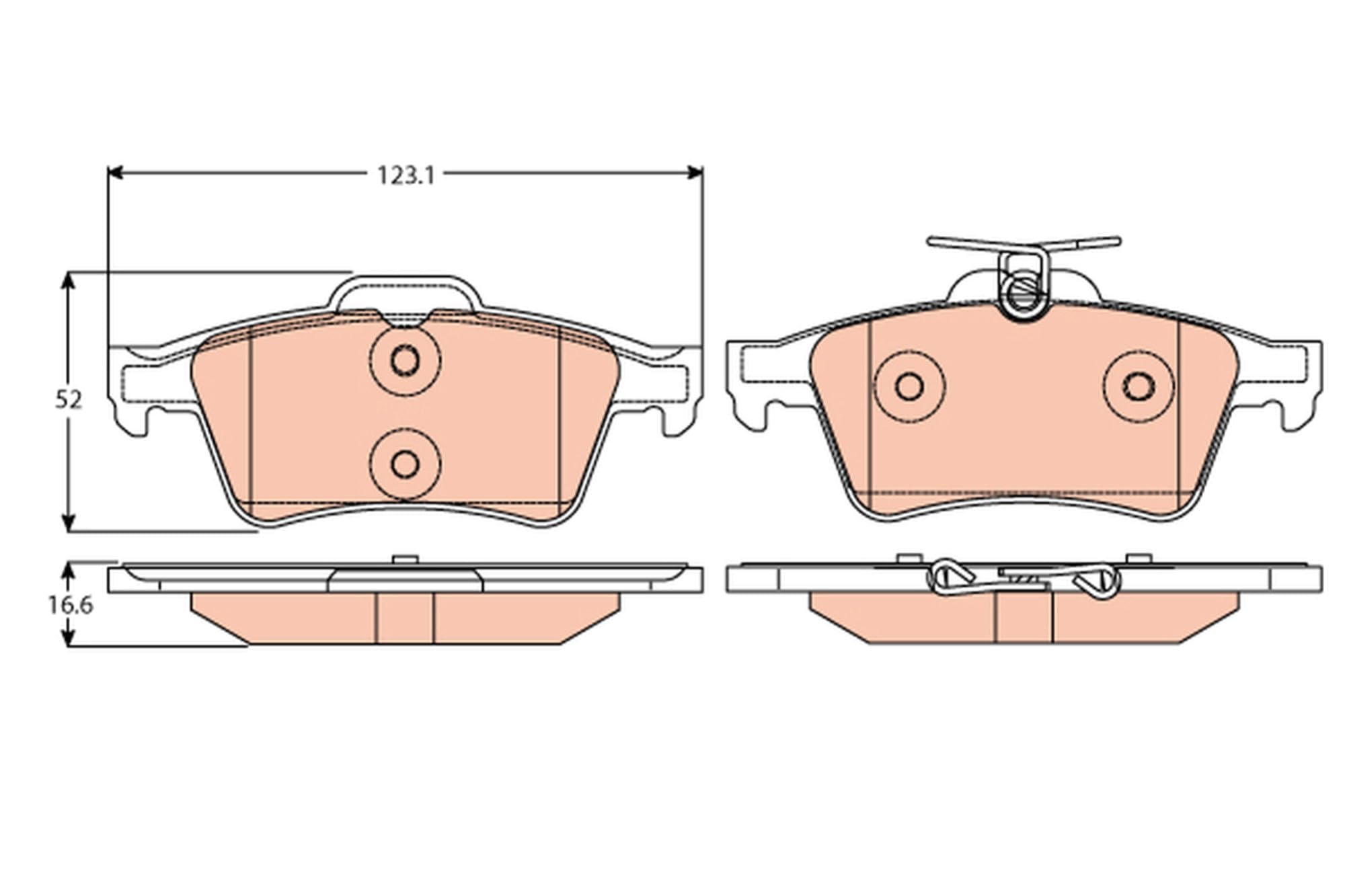 Image secondaire de TRW GDB2086 Kit De Plaquettes De Frein Frein à Disque COTEC pour Renault Laguna III (BT0/1) 2007-2015 Essieu Arrière et autres véhicules