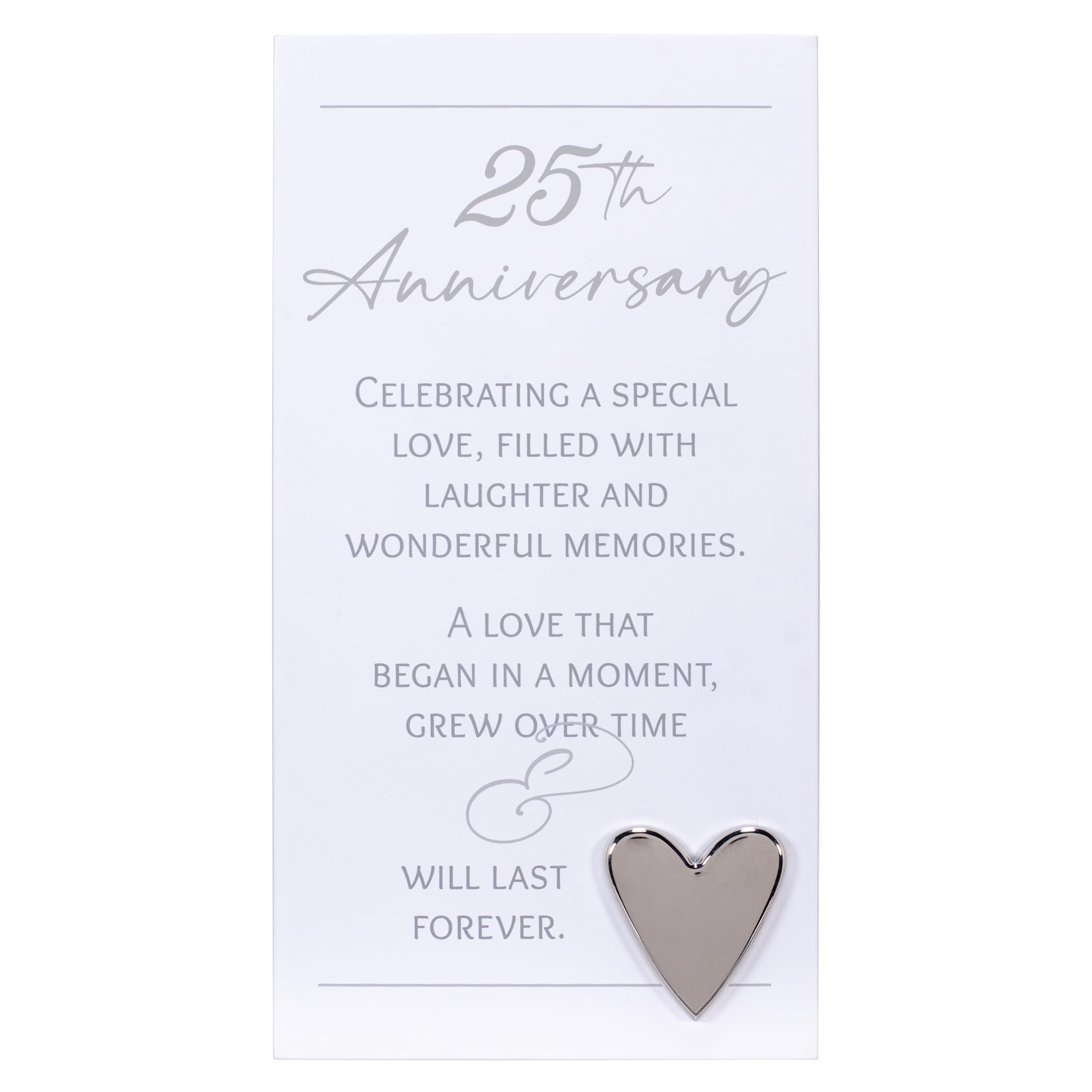Malden White International Designs 25Th Anniversary Easel Backed Sign With Silver Metal Heart Attachment
