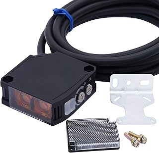 Twidec/6M Cable Induction Indoor Wall Mounted Photoelectric Beam Sensor 24-240V AC/DC E3JK-4M1 Retroreflective photoelectric Sensor Switch Proximity Switch + Reflector Panel E3JK-RR12-Z-G