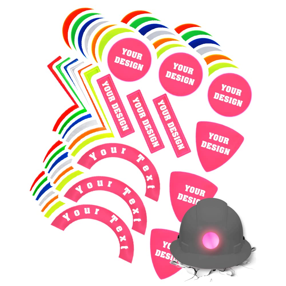 High Visibility Reflective Safety Hard Hat Sticker Customize Logo Hi-Vis Sticker for Helmet (Mix Pink)