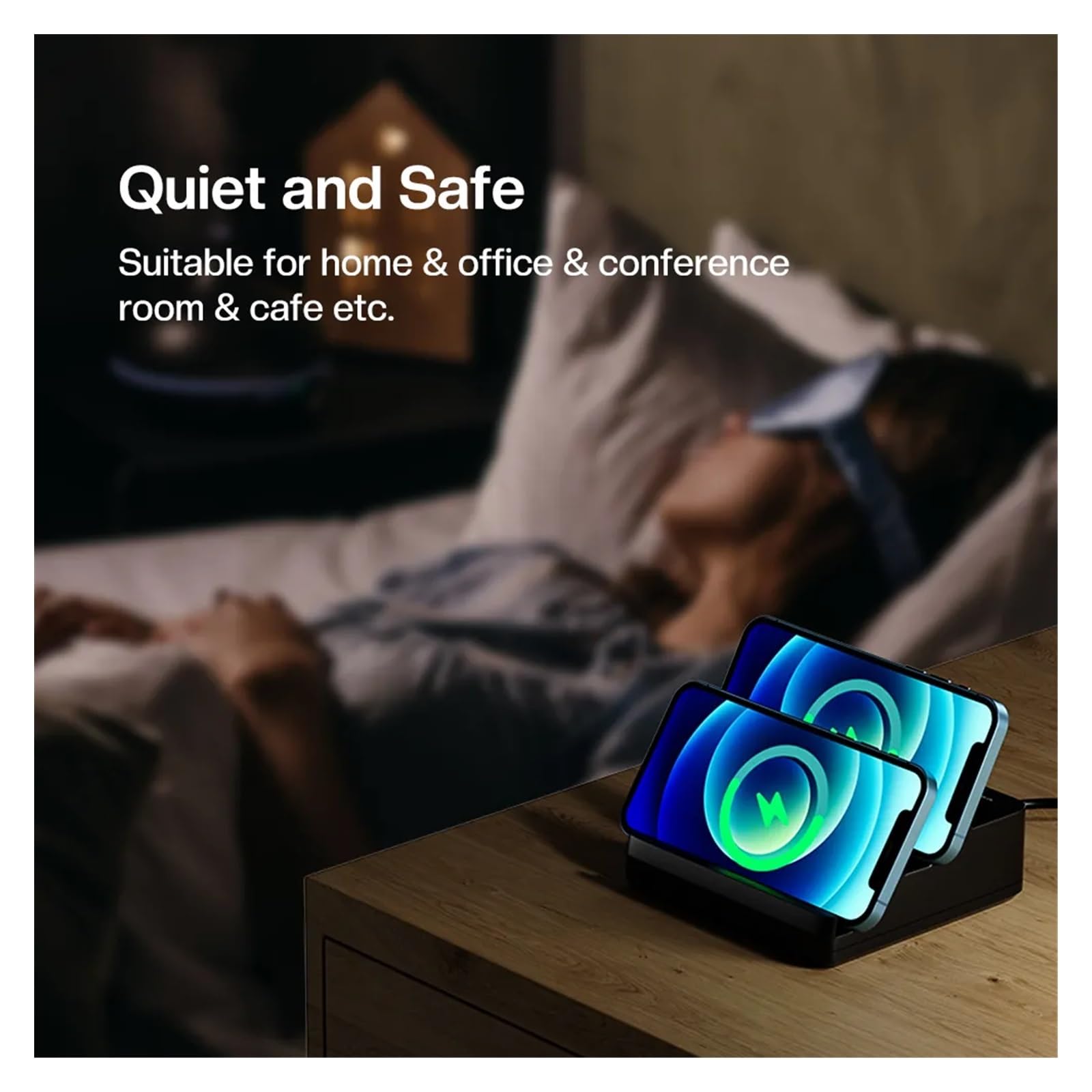 Ładowarka USB 80 W z podwójną indukcyjną bezprzewodową podstawką ładującą, 6 portów stacjonarnych QC3.0 PD szybka ładowarka, stacja ładująca USB C