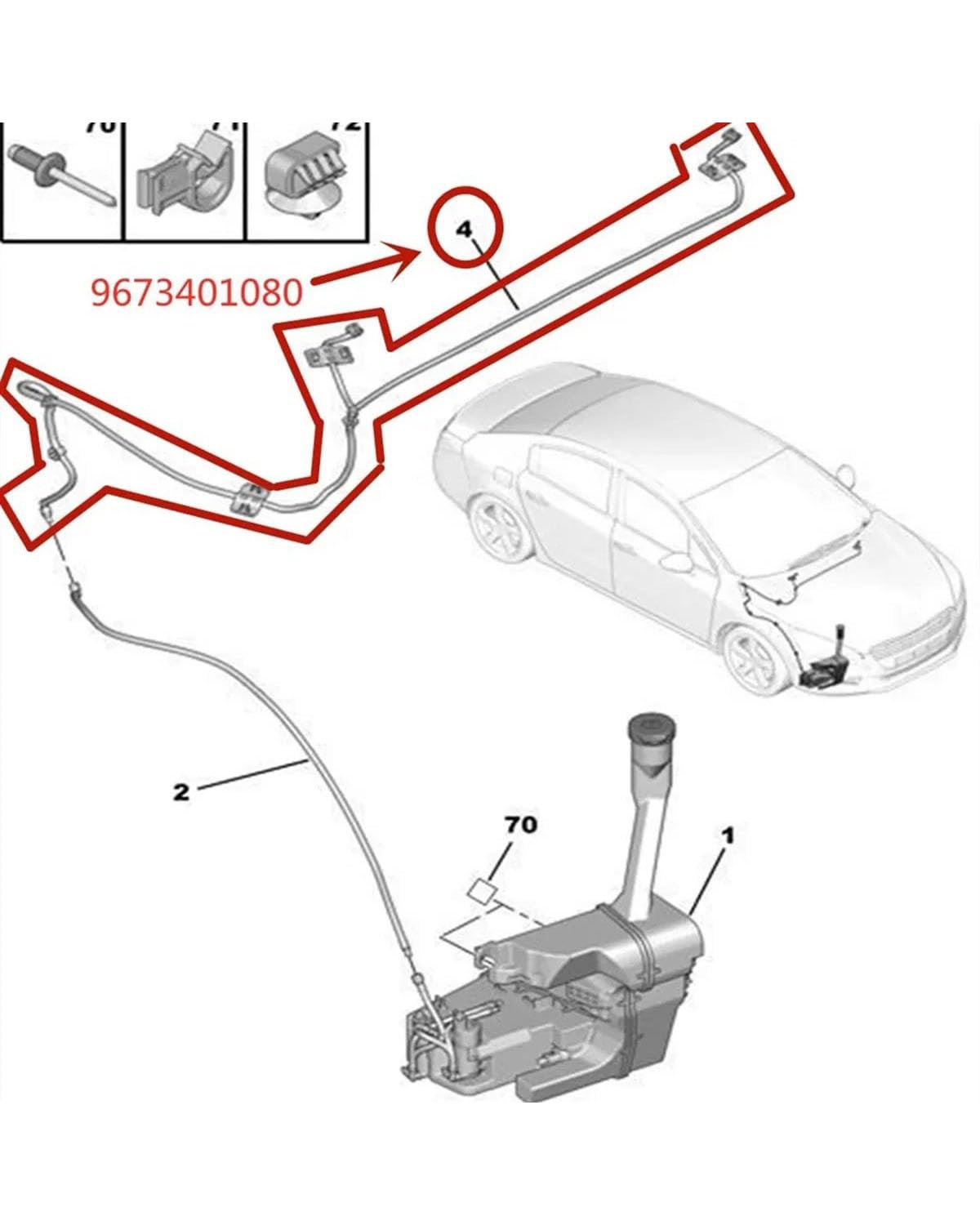 Dysze spryskiwacza przedniej szyby do Peugeot 508 dysza wycieraczki przedniej szyby, czarne tworzywo sztuczne, 9673401080 spryskiwacze wody