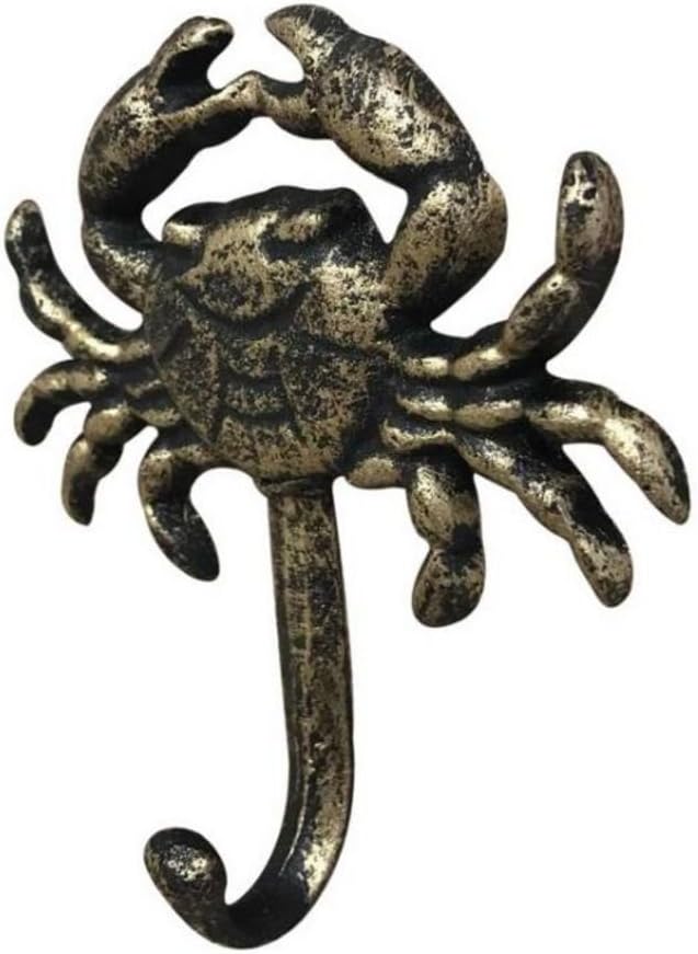 Hampton Nautical G-54-725-light-blue Whitewashed Cast Iron Crab Hook, Rustic Light Blue, 5"