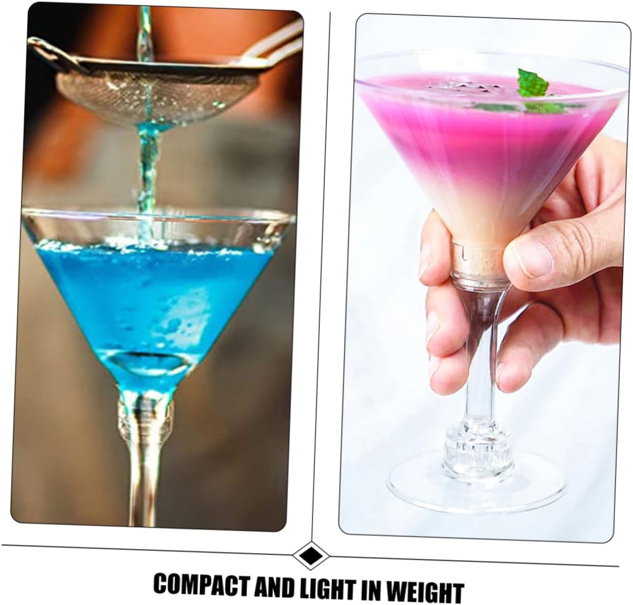 Veemoon 50pcs Stemmed Plastic Glasses Margarita Cups for Party Unbreakable and Reusable Cocktail Goblets