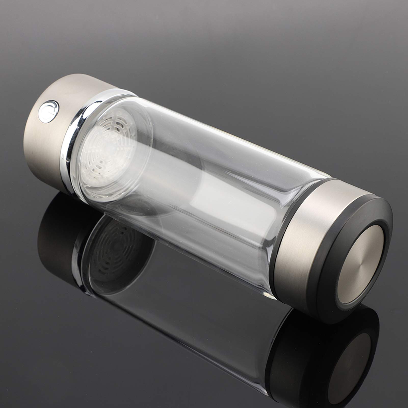 GLOGLOWPortable Ionizer Cup for High Concentration Hydrogen Water, USB Charging Hydrogen Water Purifier Filter Glass Bottle with Slip-Proof Silicone Pad