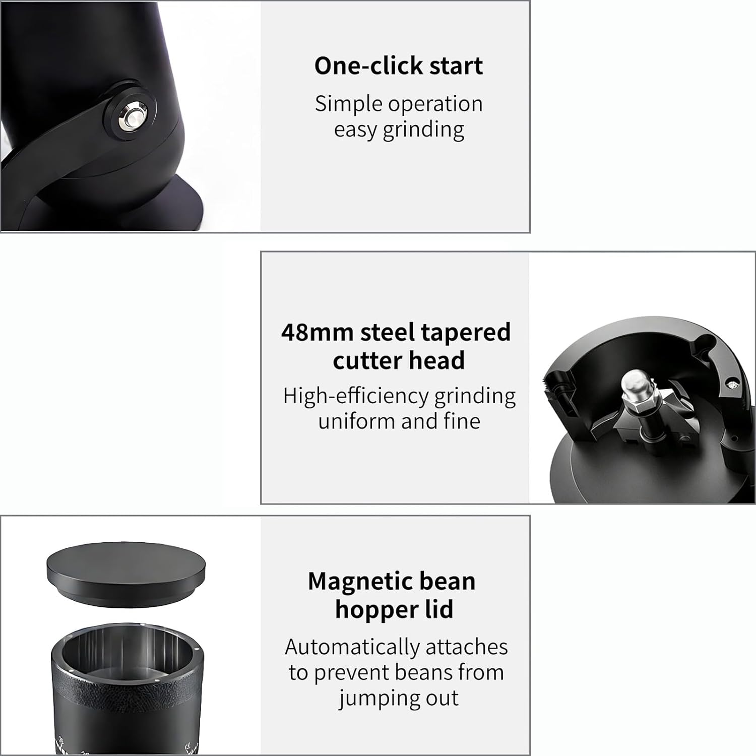 Electric Burr Coffee Grinder with 18g Dosing Cup, Single Dose Coffee Grinder, 48mm Conical Burrs, 60-Step Settings, for Espresso, Drip, French Press