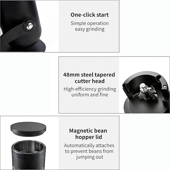 Compact Electric Burr Coffee Grinder, Single Dose & Low Retention, 48mm Stainless Steel Conical Burrs with 60-Step Grind Settings, for Espresso & Drip