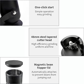 Compact Electric Burr Coffee Grinder, Single Dose & Low Retention, 48mm Stainless Steel Conical Burrs with 60-Step Grind Settings, for Espresso & Drip