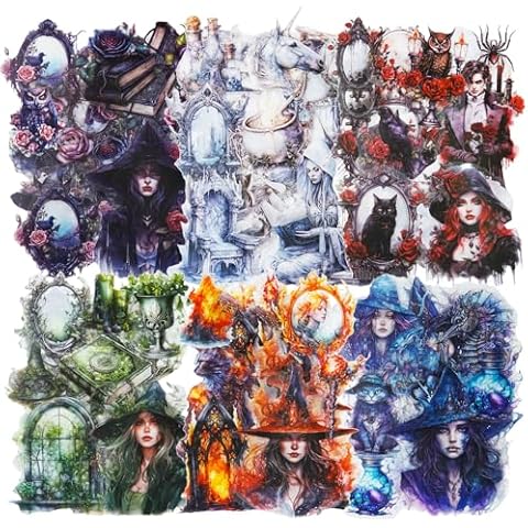 MiyouLuna 120Pcs Gothic Scrapbook Stickers Pack, Vintage & Aesthetic Stickers for Scrapbooking DIY Crafts, Waterproof Journaling Supplies, with Sticker Organizer Cover