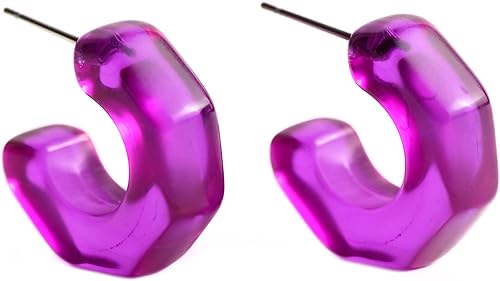 Leetie Lovendale Gracie Hugger - Aretes de aro hipoalergénicos para mujer, hechos con acero quirúrgico y Lucite, ligeros y cómodos, hechos a mano en