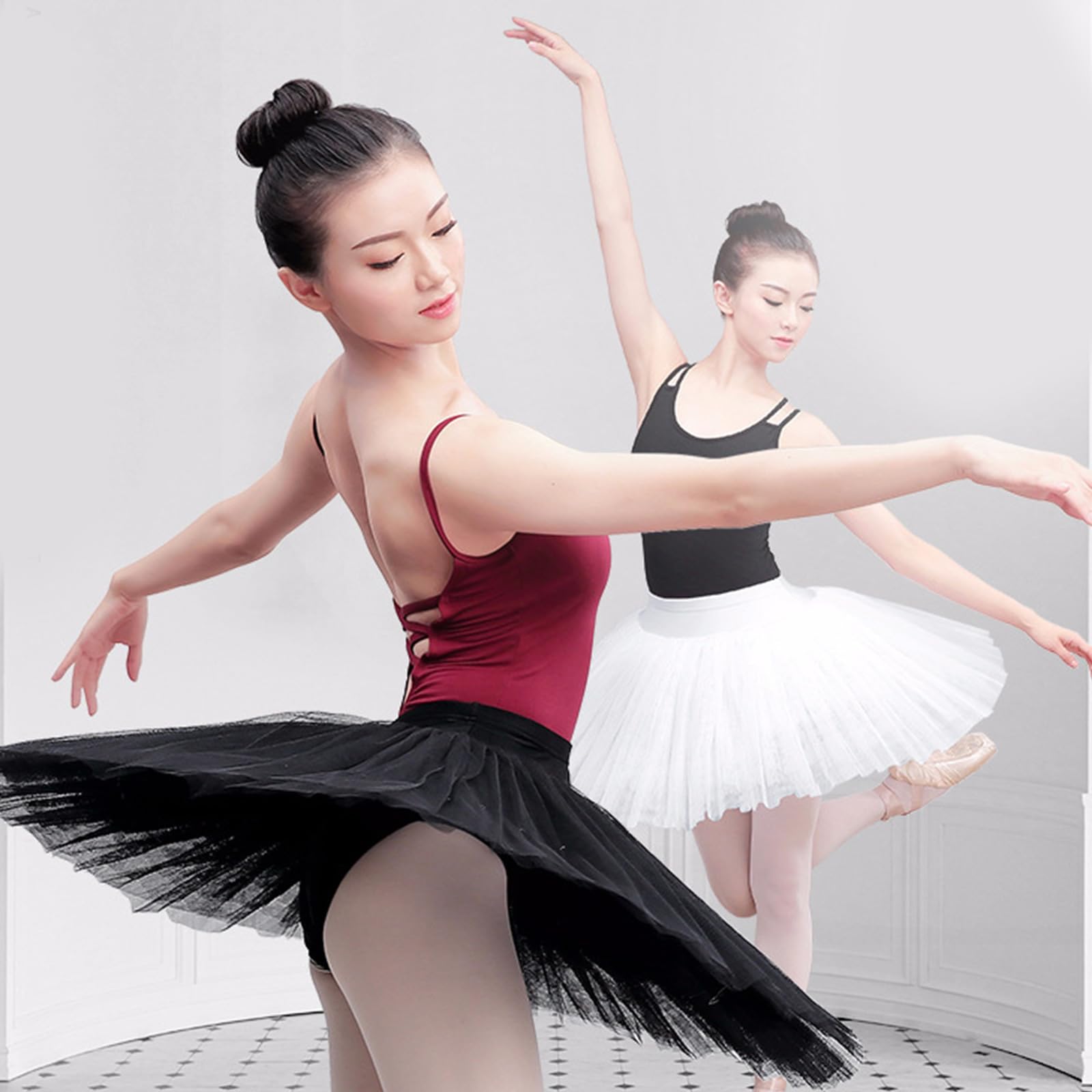 Falda tutú de tul con cintura elástica de 7 capas, falda de ballet para panqueques, bragas integradas para entusiastas del cosplay, falda tutú de panqueques, blanco, L