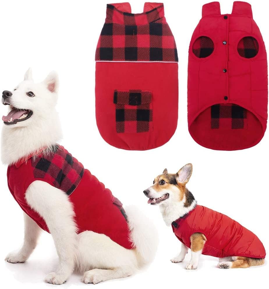 Reversible Dog Winter Clothes - Polar Fleece Dog Jacket, Pet Cold Weather Coats Windproof for Small Medium Large Dogs, Warm Dog Vest…