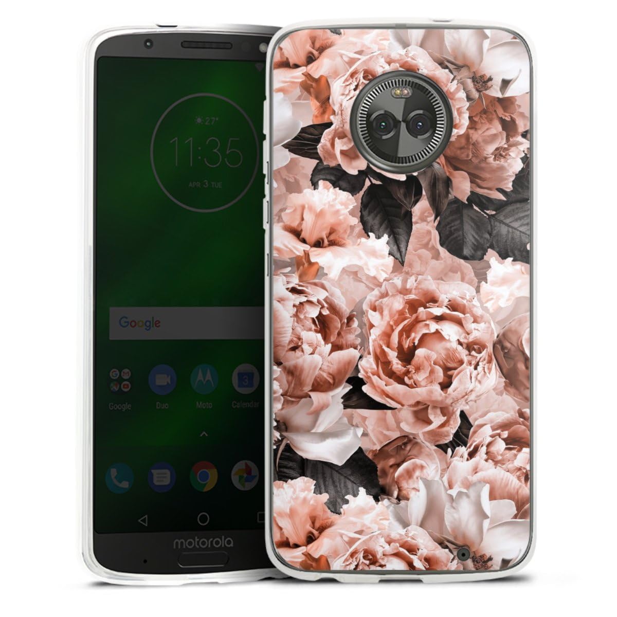 WUACYEAMING Custodia Compatibile con Moto G67 Cover,Trasparente Aesthetic Fiore Disegni Custodia, Antiurto, Anti-Graffio e Retro TPU 10