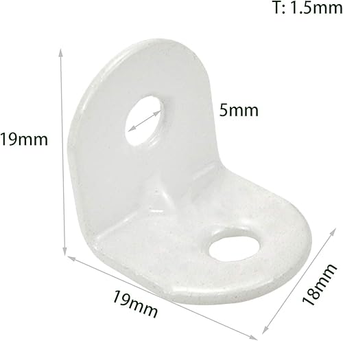 Miniatura 2 de LC LICTOP Soporte de estante tipo L Soporte de esquina Soporte de ángulo Código de ángulo recto 2 agujeros (blanco 0.787x0.787x0.059 in) 50 piezas