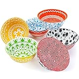Porcelain Cereal Bowls Set of 6, Vivimee 24 Ounce Colorful Soup Bowls, Ceramic Oatmeal Bowls for Cereal, Soup, Pasta, Oatmeal, Salad and Rice, Microwave and Dishwasher Safe Eating Bowls for Kitchen