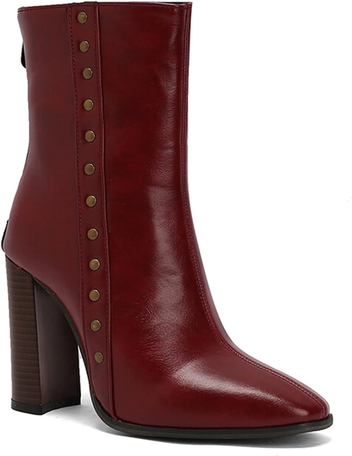 Alyaafifa Lace Up Combat Ankle Boots for Women Chunky High Heel Booties with Zipper 4 Inch Stacked Heel Closed Square Toe Suede Leather Elegant Dressy Short Boots Party Event