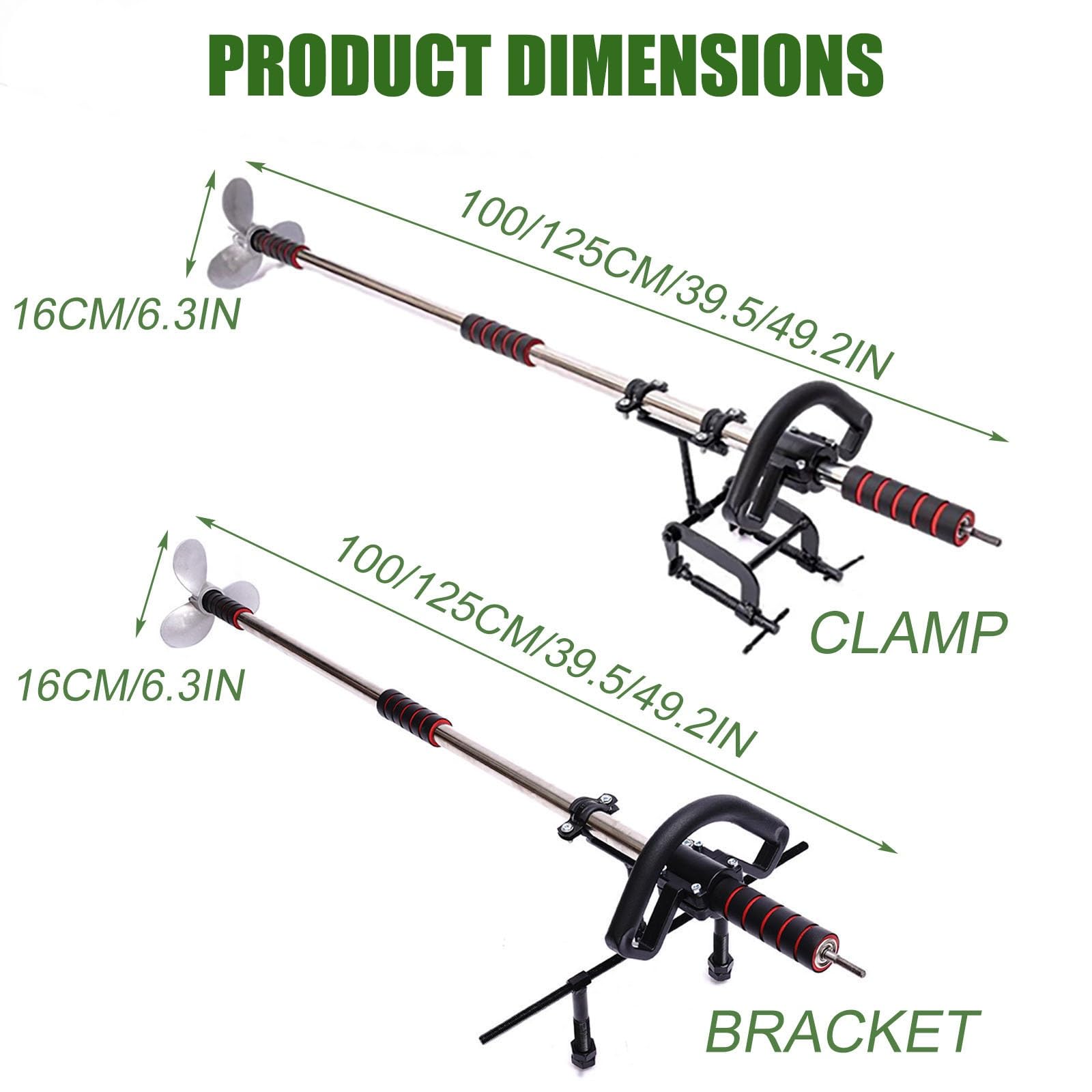 Handpropeller für Elektrische Bohrmaschine, Außenbordmotorhalterung | Metall-Hand-Trolling-Motor für Notfall-Floß, Float-Tube-Boot, Motorruder(Black A,100cm/39.5in)