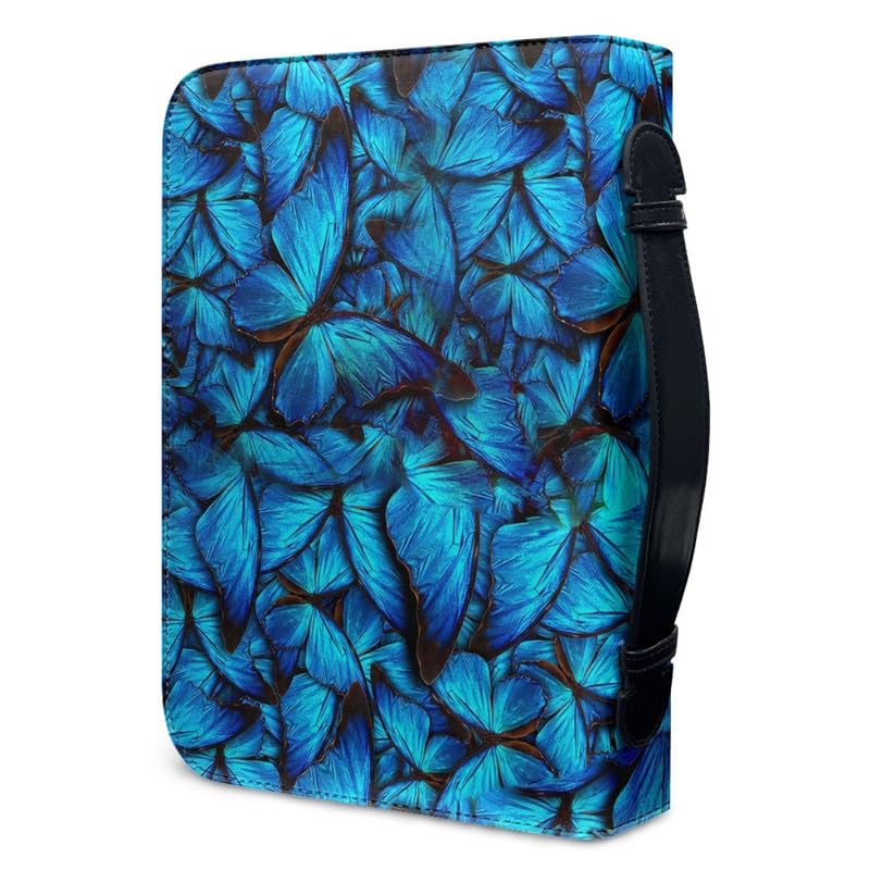 Garronmavis Butterfly Painting Bible Cover for Women Blue Morpho Zippered Bible Carrying Case, Butterflies Art Bible Carrier - M - Image 3