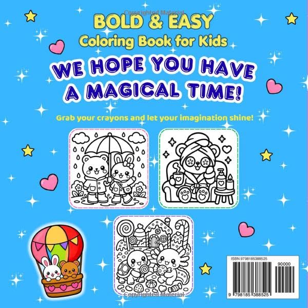 Cute & Happy 2: BOLD & EASY Coloring Book with Cute Animals, Fun Places, and Sweet Adventures for Kids image 3