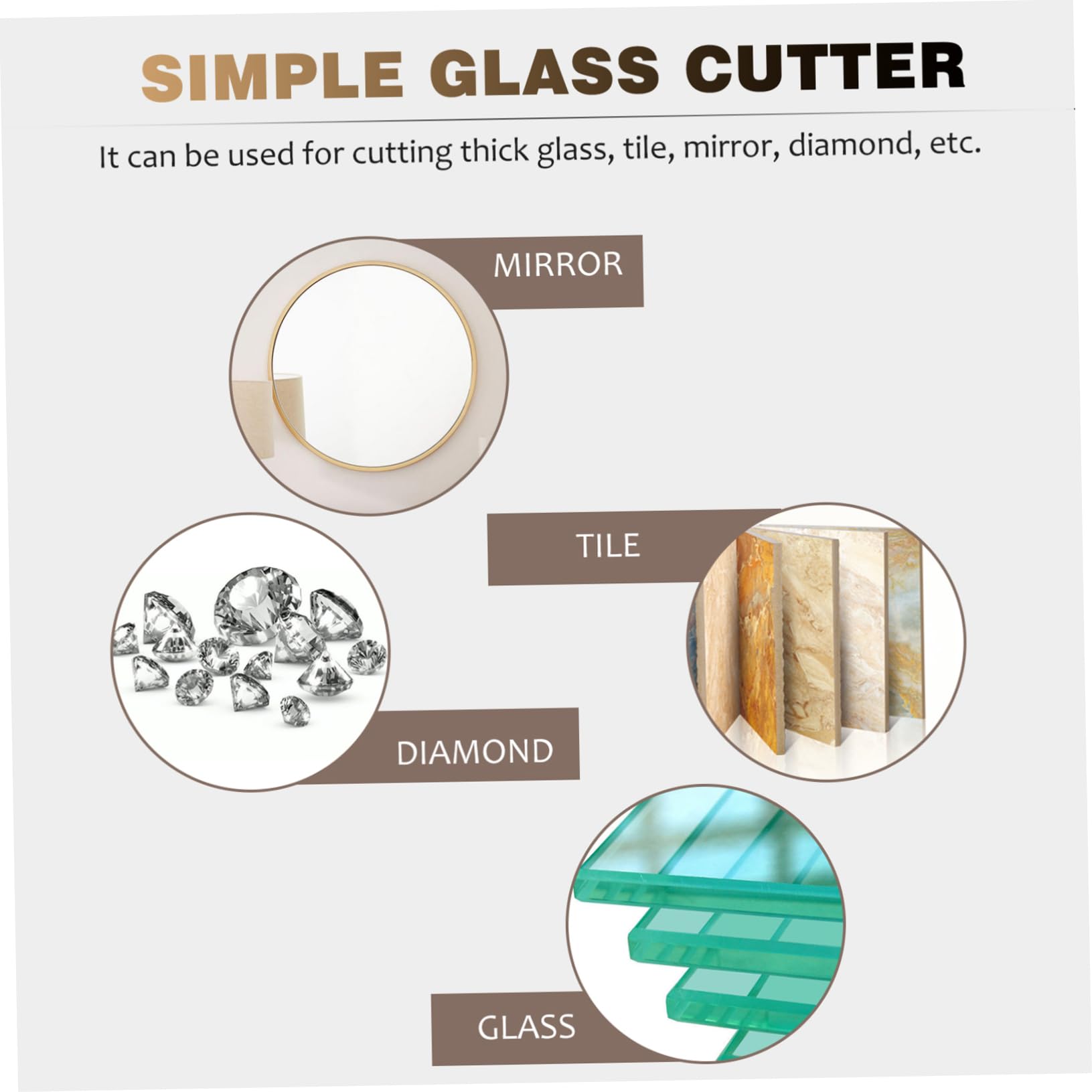 KONTONTY Adjustable Glass Cutter Tool with Wheel Precision Cutting Accessory for Glass Tile and Glass Cutting Tool for Industrial Use