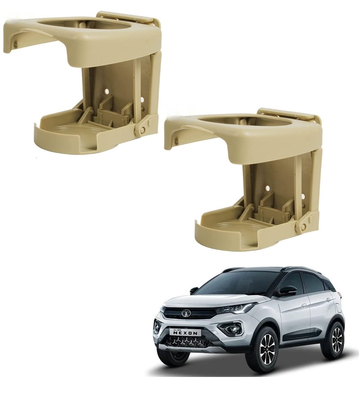 Kozdiko Car Beige Foldable Drink Holder, Cup, Glass, Can and Bottle