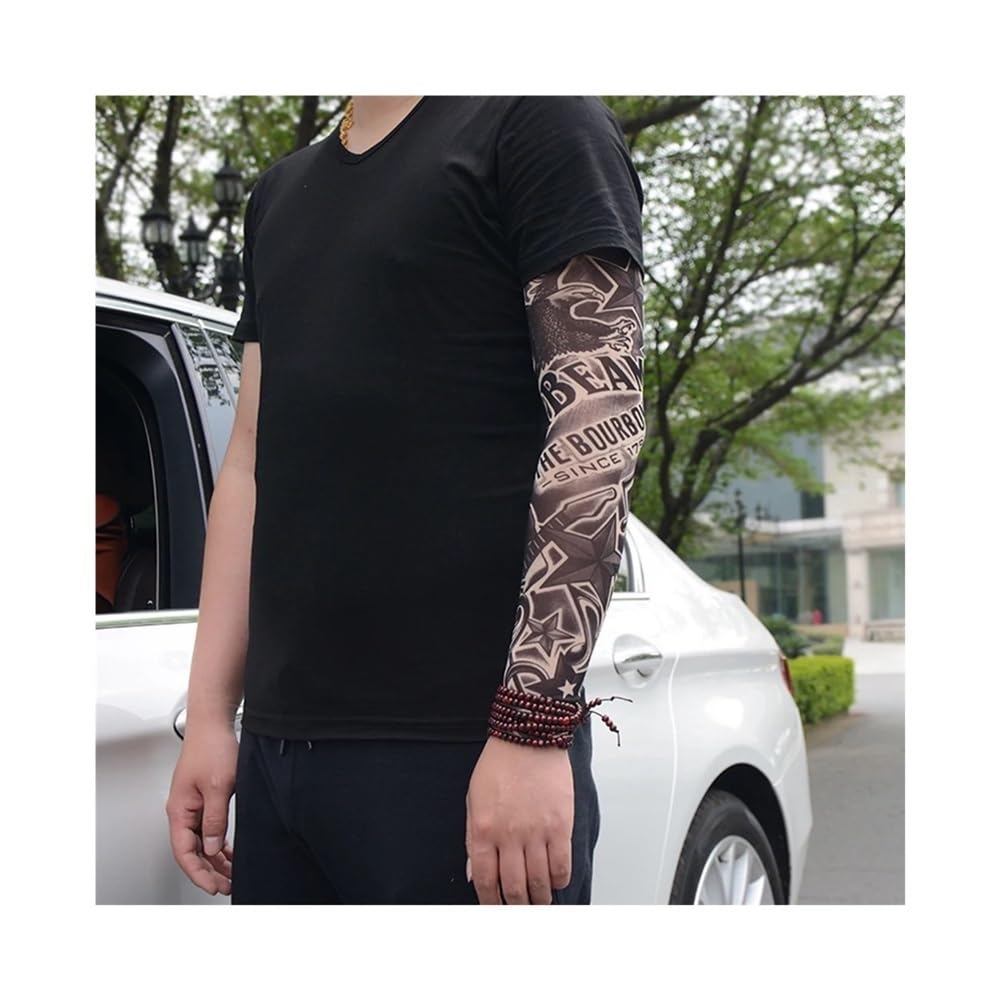 Mangas de brazo de tatuaje urbano, protección solar UV, sin costuras, protección solar, protección solar, guantes para hombres y mujeres
