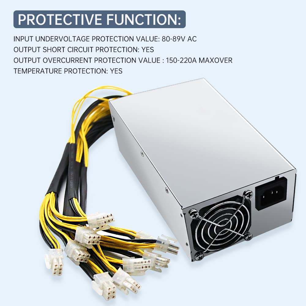 Power Supply Apw7 Equivalent 110V-230V 1800W 6-Pin Connect Miner Mining  sha-256 Algorithm, Mining Hardware, Asic Miner, Crypto Miner Rig for Mining