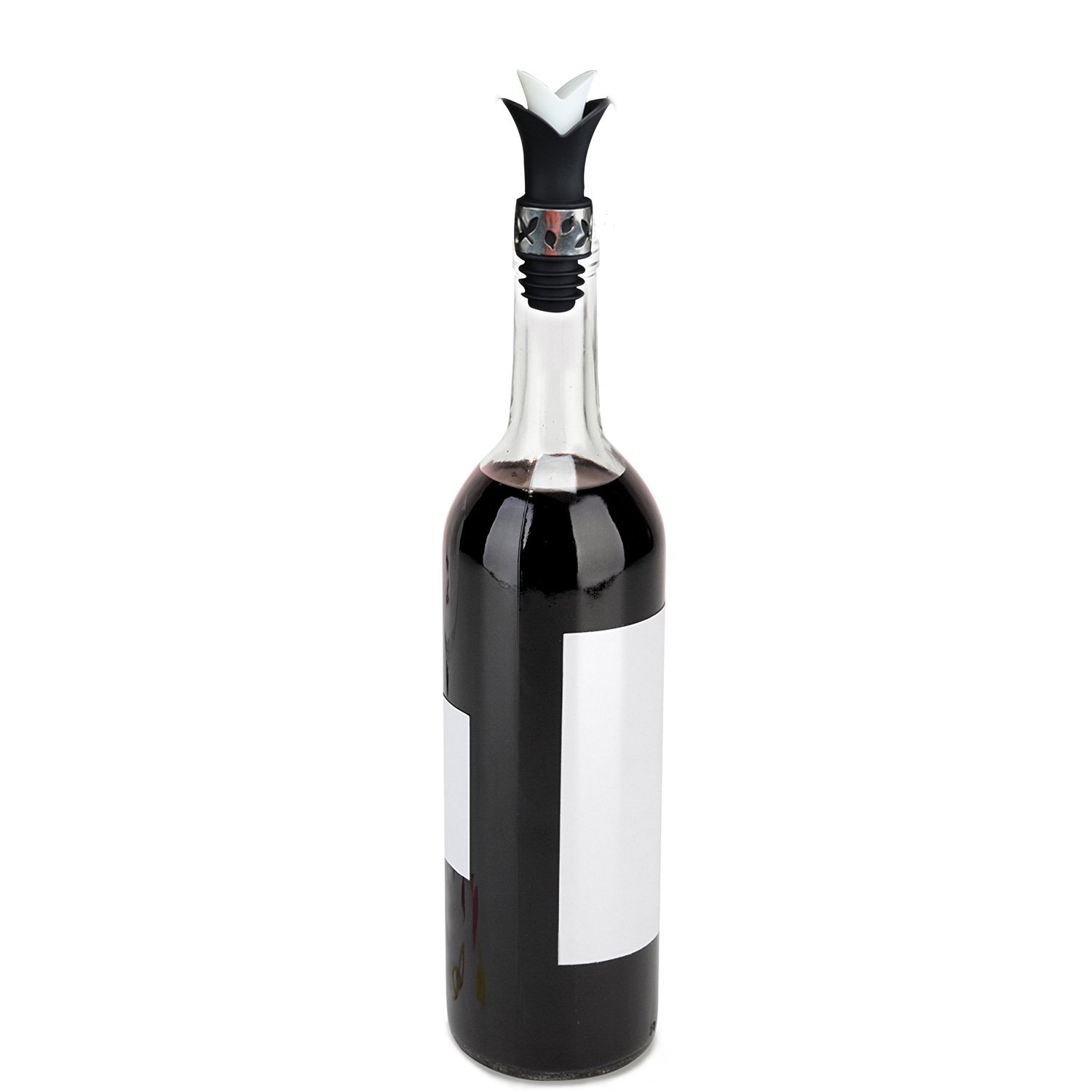 Soga (Wein Pfropfen, Kaninchen Wein und Getränk, Flasche Stopper Öffner – Silikon Stopper Wein Ausgießer Flasche Set von 3 schwarz, weiß, grau