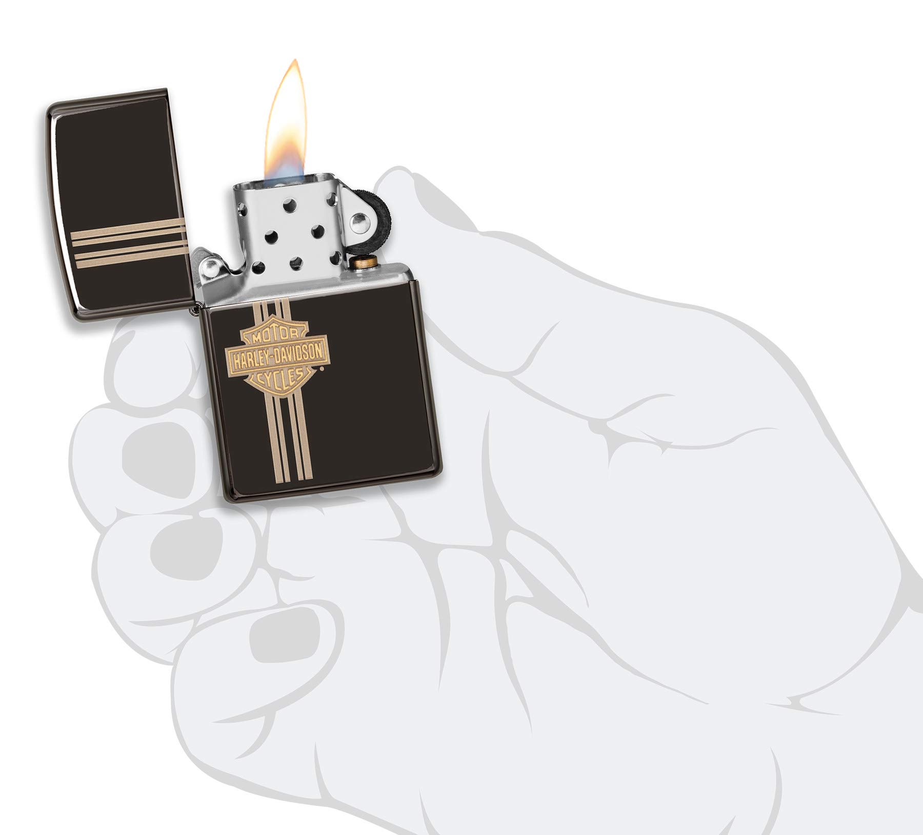Zippo Accendino In Ottone Con Incisione Laser, Finitura Lucida, Antivento, Confezione Regalo, Garanzia A Vita - 3