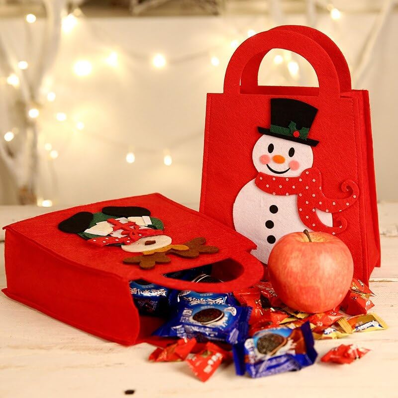MODADA Gift Bags 5Pcs Christmas Candy Bag Old Man Snowman Apple Tote Bag Christmas Favor Festive Party Non Woven Gift Bag (Color : C, Size : 5PCS_20X8X27.5CM)
