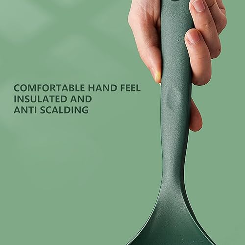 Miniatura 6 de Colador de cuchara grande de plástico resistente al calor, pala de drenaje de alimentos para cocinar y hornear, colador ranurado y espumadera (verde)