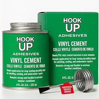 HOOK UP 8 OZ Adhesives, Premium Waterproof Vinyl Cement Glue for Pool Repairs & Inflatable Items Fast-Drying, Strong Bonding Adhesive Ideal for Vinyl, PVC, Upholstery, Tarps, Hot Tubs, Air Mattresses