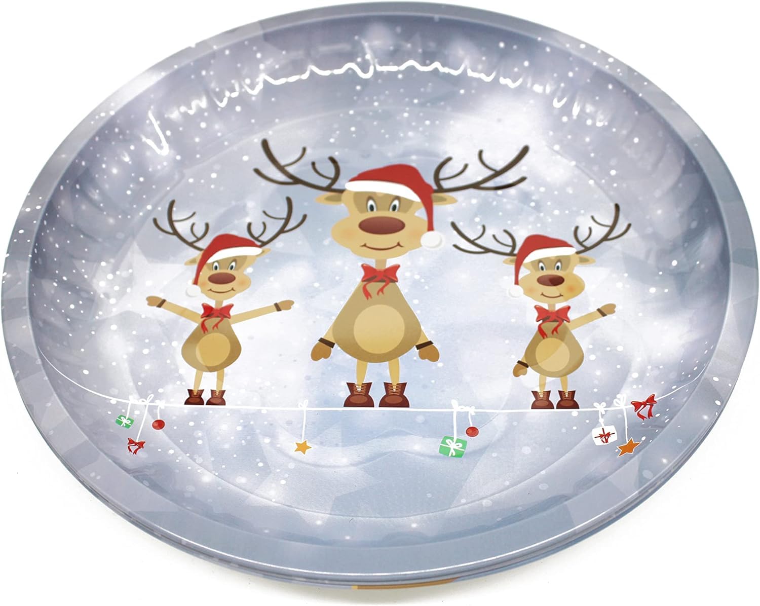KEELYY Kerstborden, set van 3, 28,5 cm borden voor Kerstmis, Sinterklaas, Advent, herbruikbare snackborden, decoratieve borden met kerstmotieven, tafeldecoratie voor Kerstmis