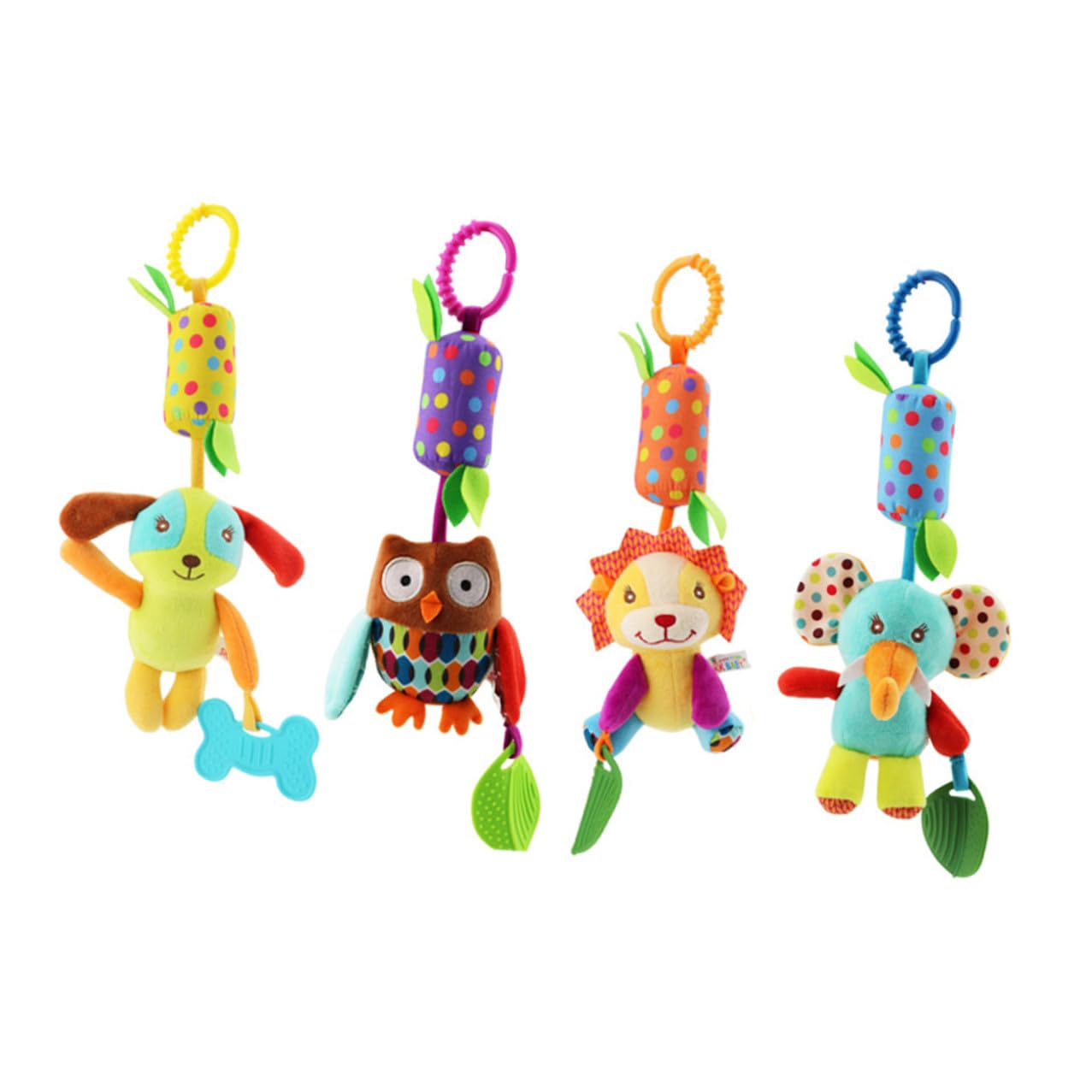 Jouets de Dessin Animé pour Bébés Cloches Rotatives, Peluche Courte, Facile à Suspendre, 4 Pièces pour Lit ou Poussette, Stimulation Visuelle et Éveil