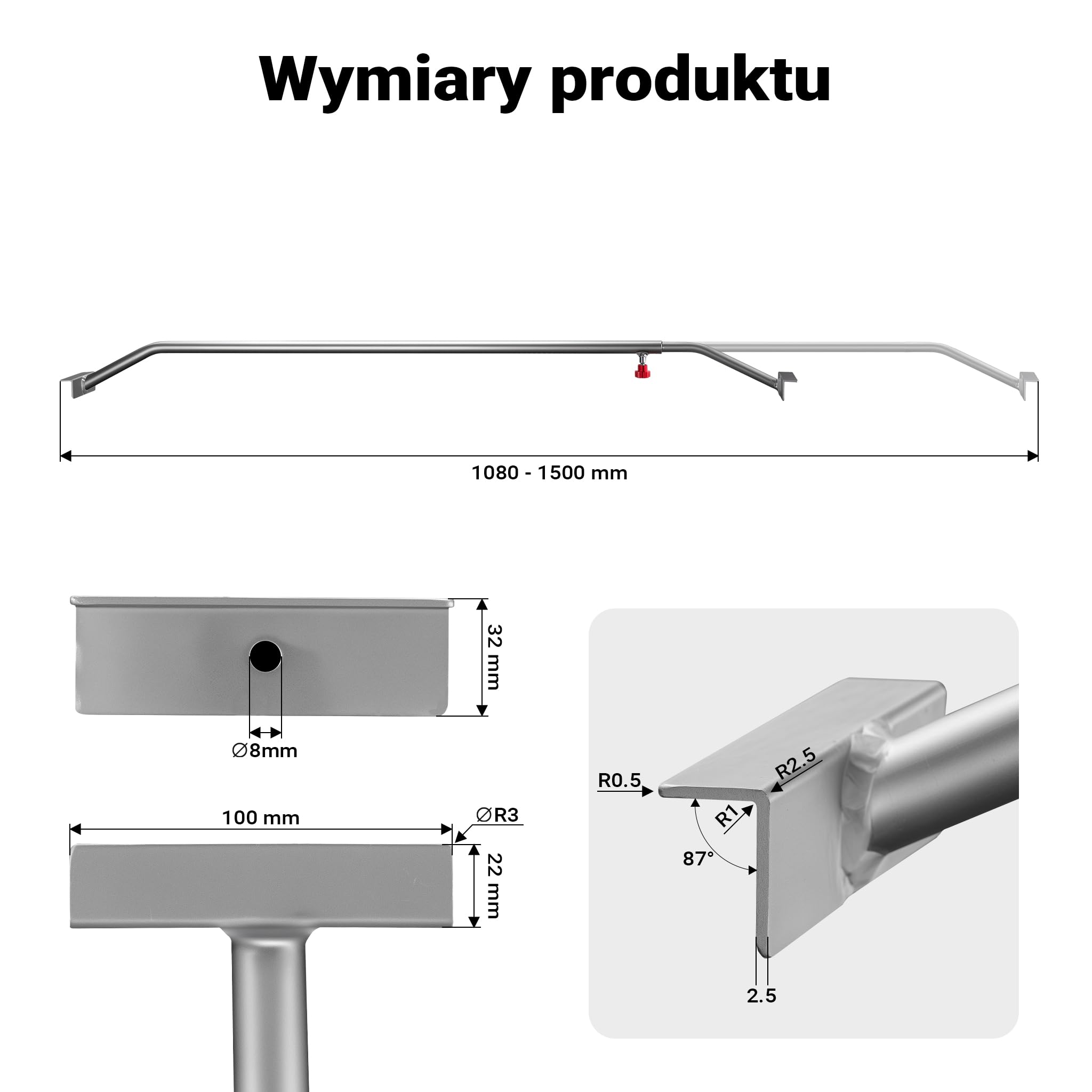 Wiltec 3x Uchwyt do plandeki 108-150 cm do przyczepki, regulowane aluminiowe mocowanie plandek przyczep, napinacze do plandek płaskich