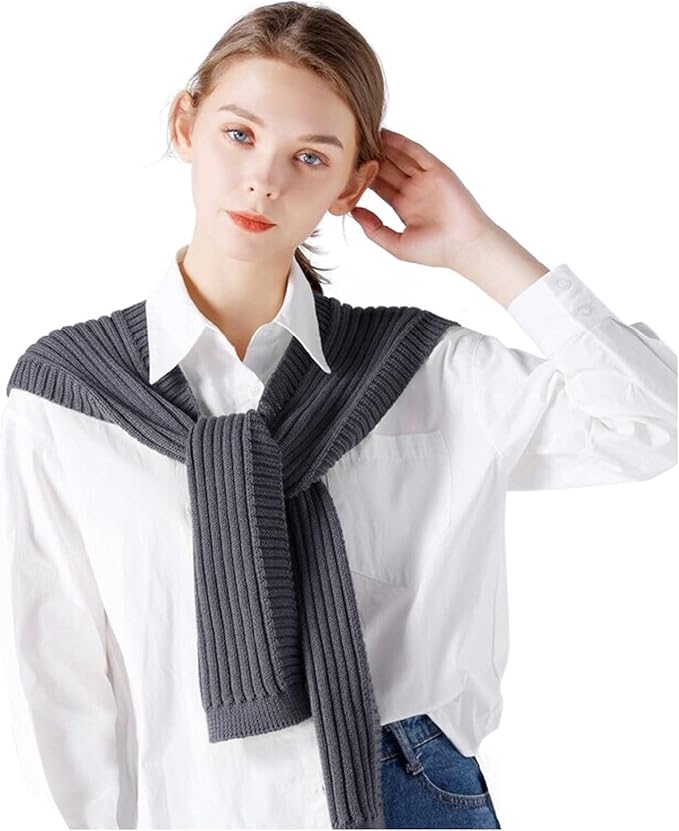 Amazon カーディガン ニット 春夏コーデ Rumia マフラー ストール ショール 付け襟 ショート丈 カーディガン レーディス 夏 グレー フリンジストール リブ かわいい 暖かい 大判 人気 厚手 春夏コーデ 防寒 おしゃれ カジュアル コーデ ギフト パーティー 母の日